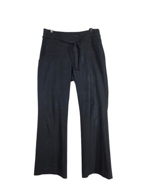 Cokluch textured cotton Women's Black Wide-Leg Trousers with Tie Waist canadian
